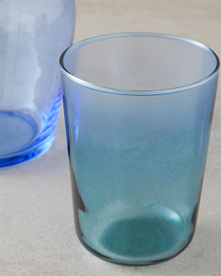 Carafă cu pahar, Lacy, sticlă, 570 ml + 200 ml, albastru