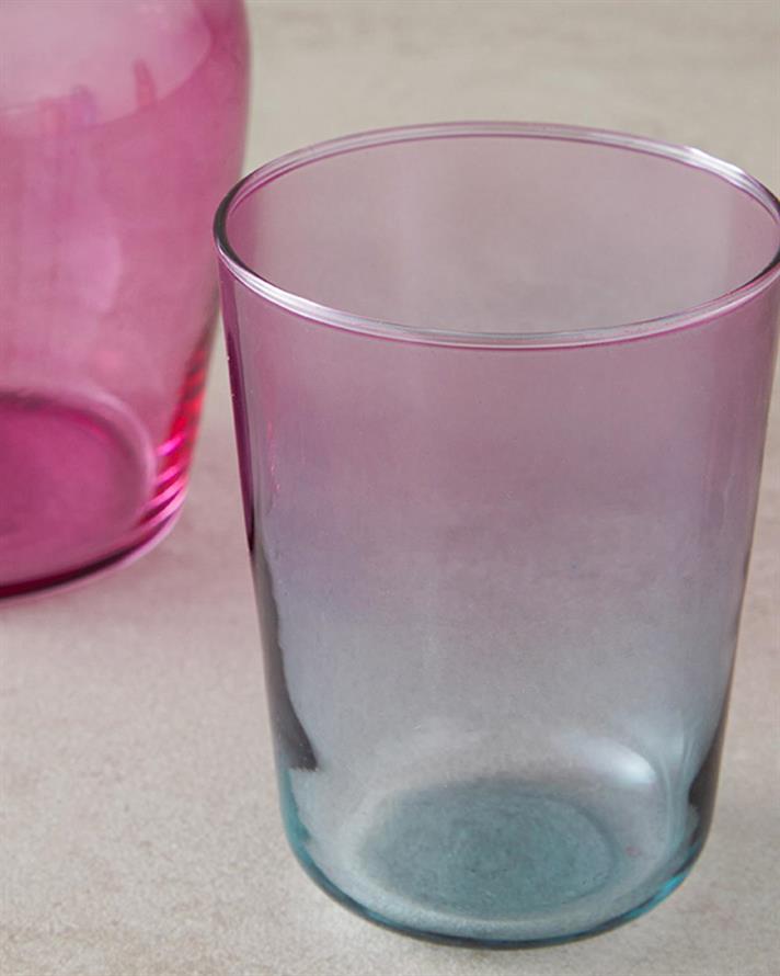 Carafă cu pahar, Lacy, sticlă, 570 ml + 200 ml, roz