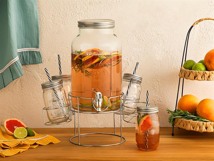 Carina Glass 5 Pieces Beverage Holder 5,5 L Silver.