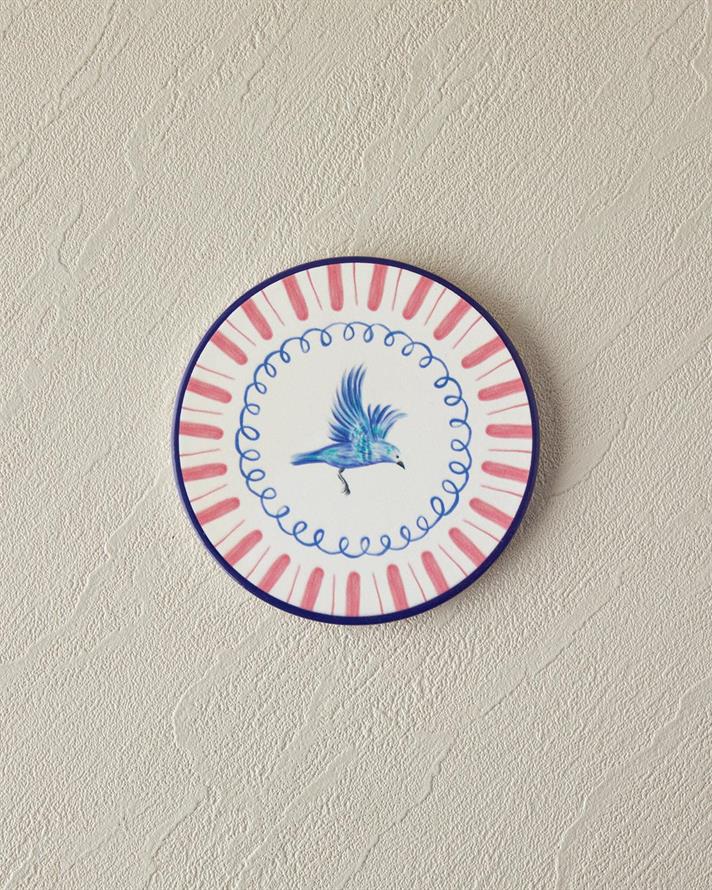 Carnival Bird Ceramică Coaster Pahare 10.8 cm Roz - Albastru