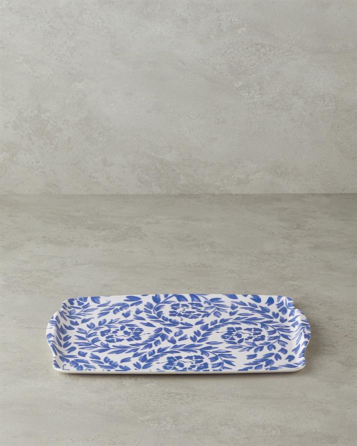 Carnival Floral Melamină Anti-Alunecare Tavă 27x36 cm Bleumarin