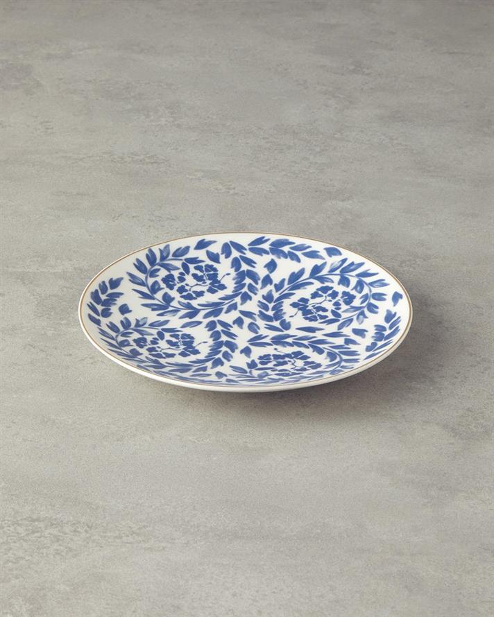 Carnival Floral Porțelan Bone Farfurie De Tort 20 cm Bleumarin - Alb