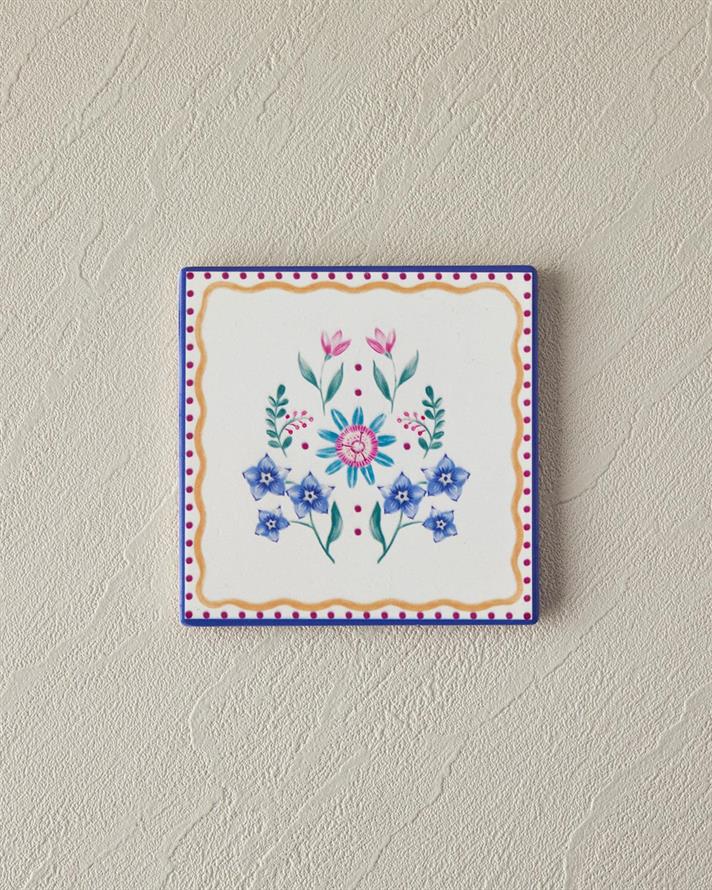 Carnival Flower Ceramică Coaster Pahare 10.8 cm Roz - Albastru