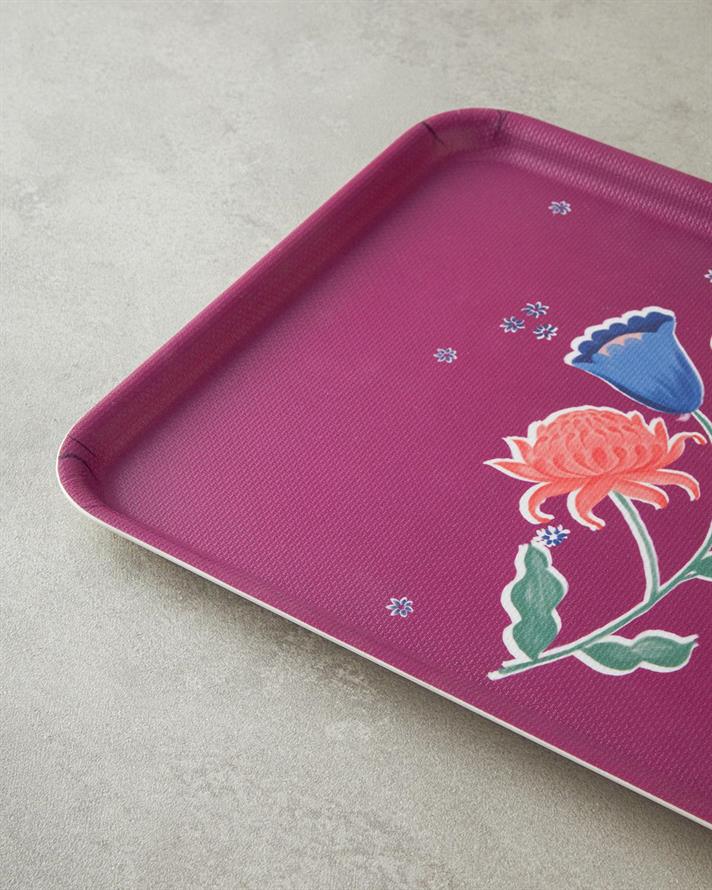 Carnival Posy Melamină Anti-Alunecare Tavă 27x36 cm Fucsia