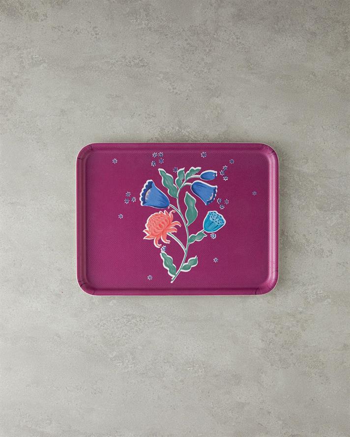 Carnival Posy Melamină Anti-Alunecare Tavă 27x36 cm Fucsia
