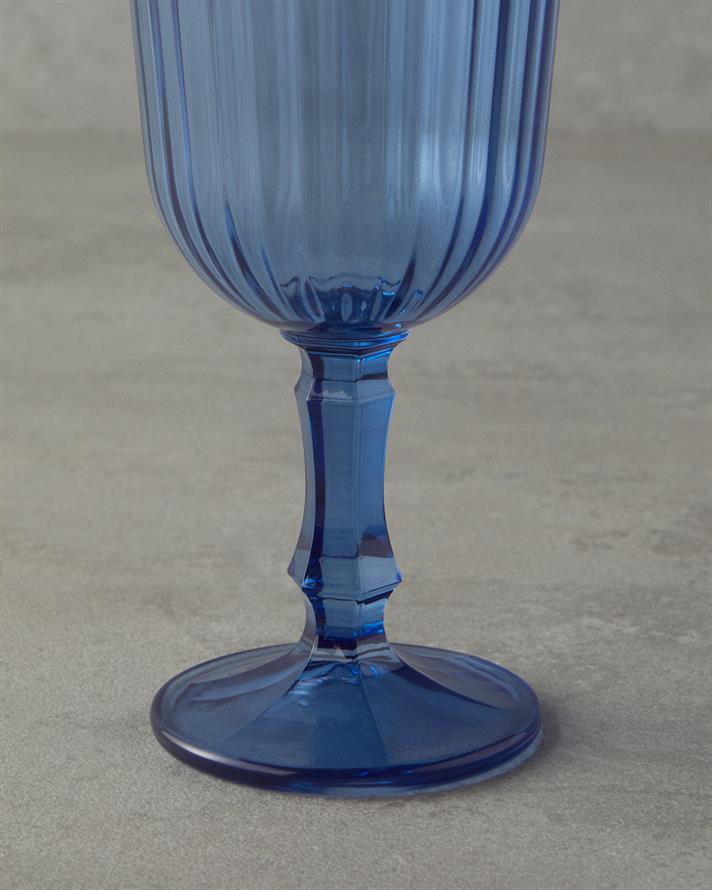 Set 3 pahare de vin, Carnival, sticla, 120 ml, bleu