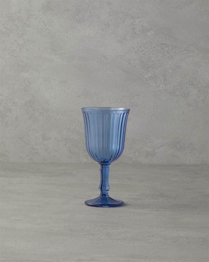 Set 3 pahare de vin, Carnival, sticla, 120 ml, bleu