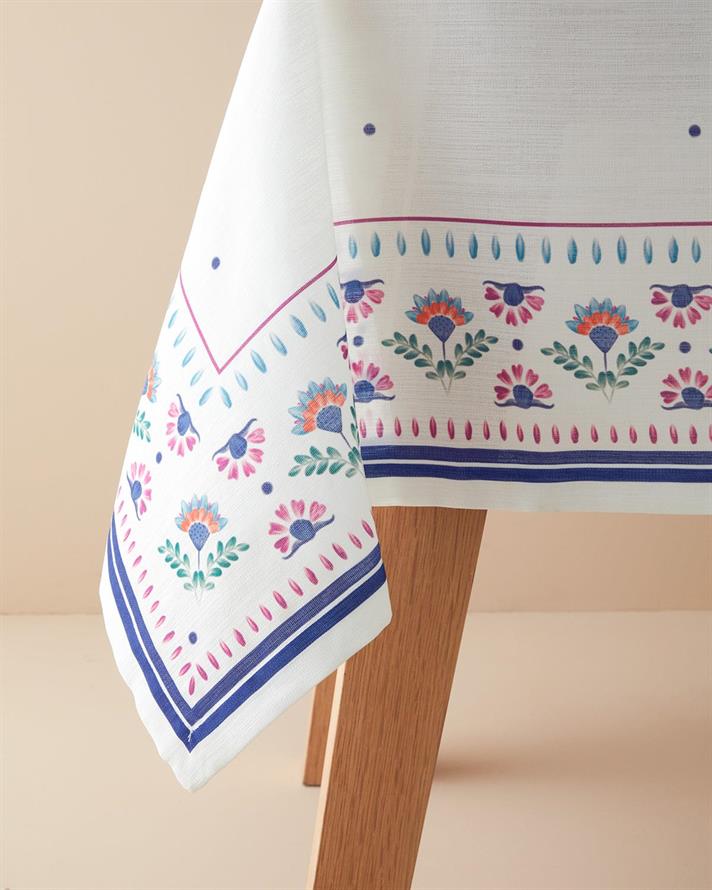 Poliester Față De Masă 150 x 200 cm Alb-albastru