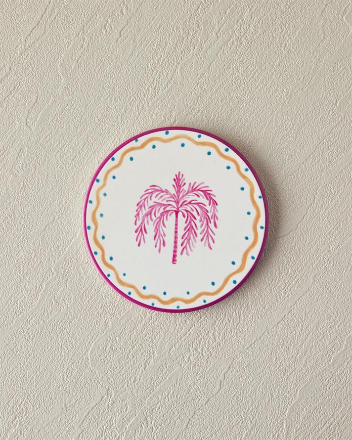 Carnival Tree Ceramică Coaster Pahare 10.8 cm Roz - Turcoaz