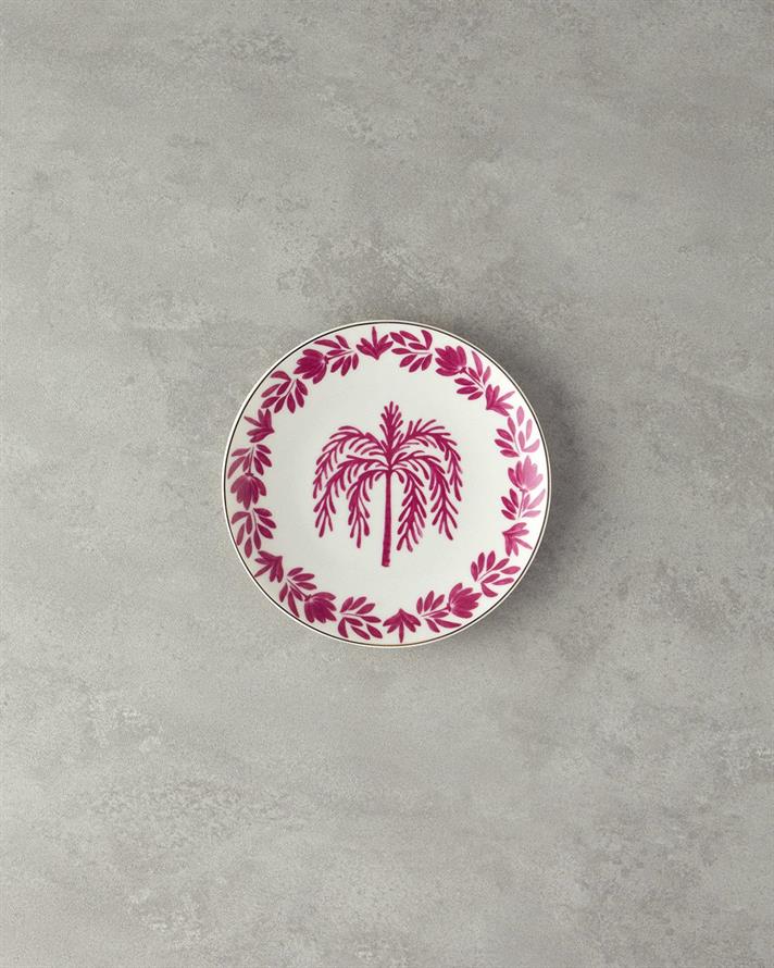 Carnival Tree Porțelan Bone Farfurie De Tort 20 cm Fucsia - Alb