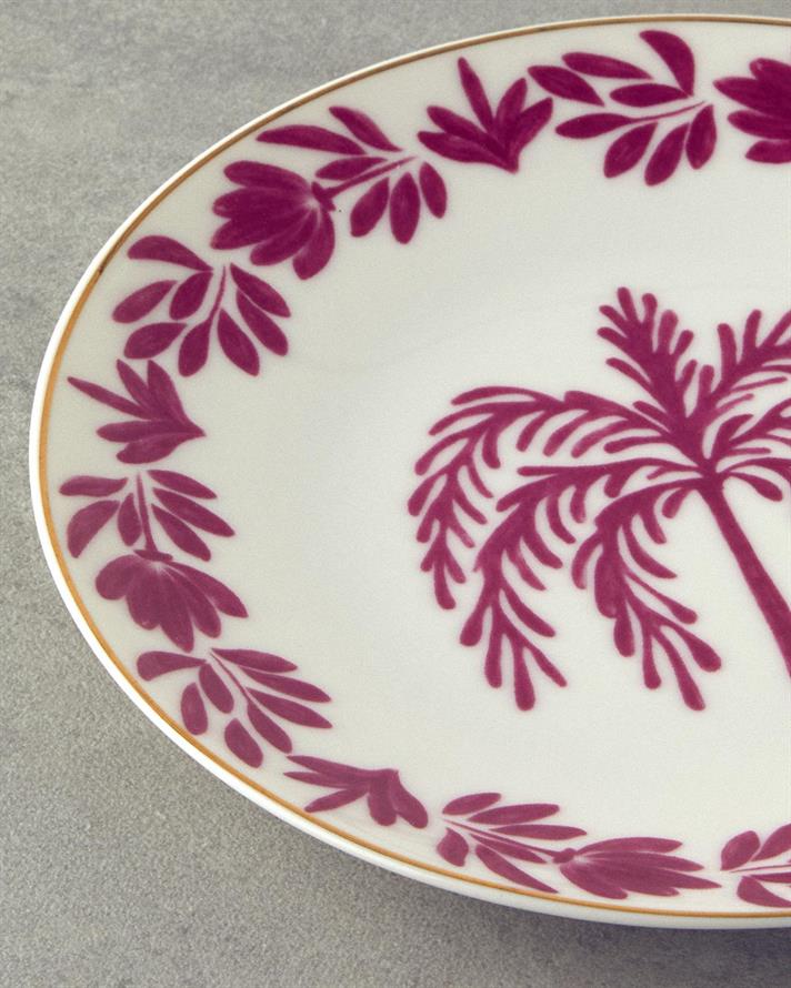 Carnival Tree Porțelan Bone Farfurie De Tort 20 cm Fucsia - Alb