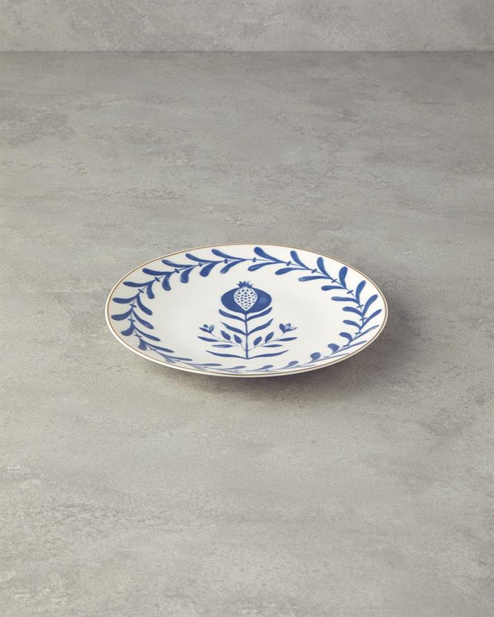 Carnival Tulip Porțelan Bone Farfurie De Tort 20 cm Bleumarin - Alb