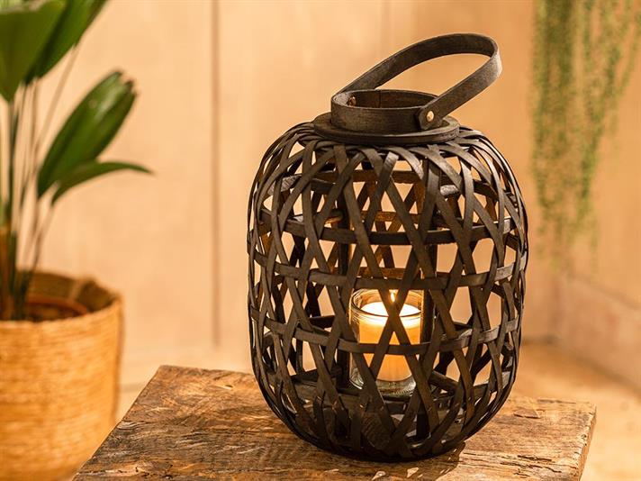 Carra Bamboo Lantern 26x33 cm Black