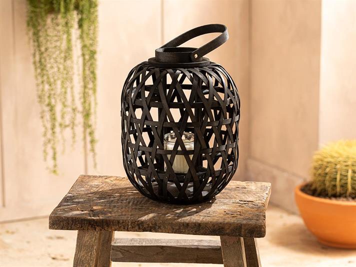 Carra Bamboo Lantern 26x33 cm Black