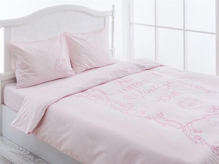 Casă vintage Bumbac Double Set Lenjerie De Pat 200x220 cm Roz