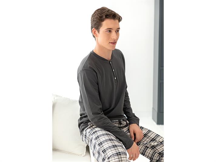 Casual Set De Pijamale Pentru Bărbați, Flanelă, L, Gri Închis