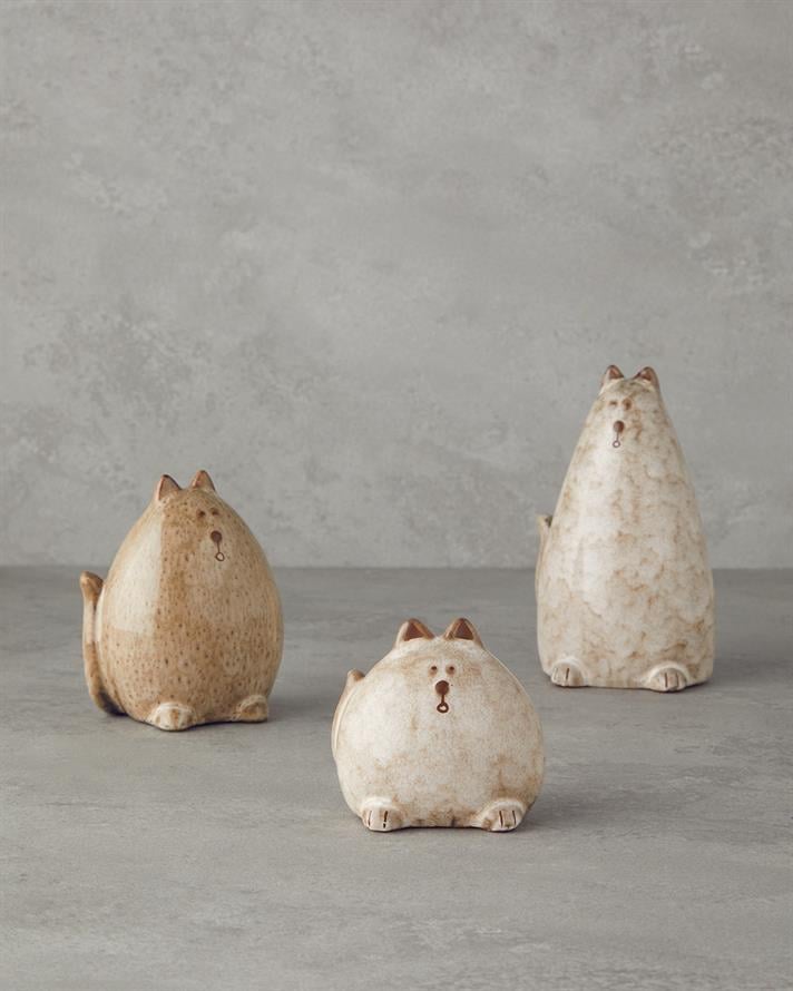 Cats Dolomită Obiect Decorativ 7,5 Cm Cremă.