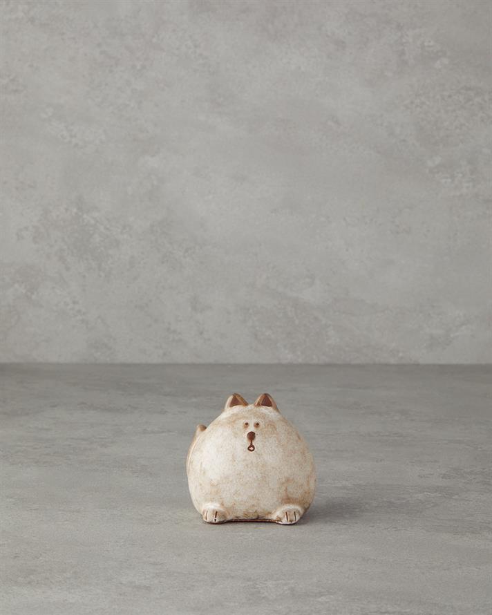 Cats Dolomită Obiect Decorativ 7,5 Cm Cremă.