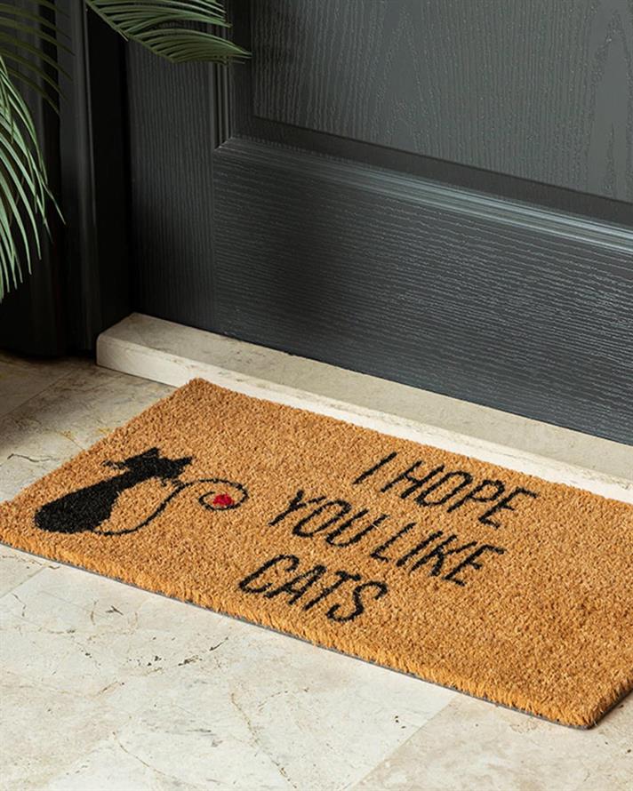 Cats Imprimat Covoraș İntrare 33x60 cm Natural