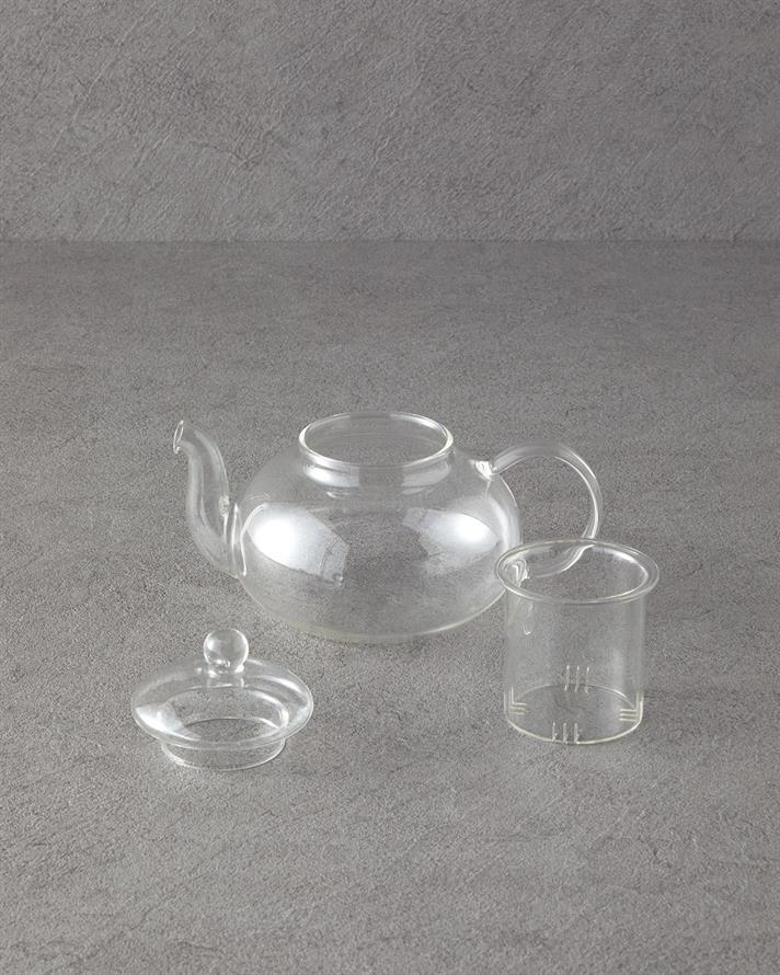 Ceainic cu infuzor, Mariza, sticlă borosilicată, 650 ml, transparent