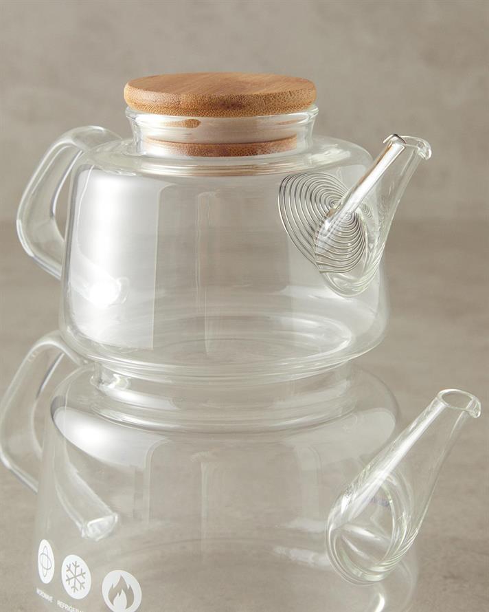 Ceainic turcesc, Pettine, sticlă borosilicată, 500 ml + 890 ml, transparent
