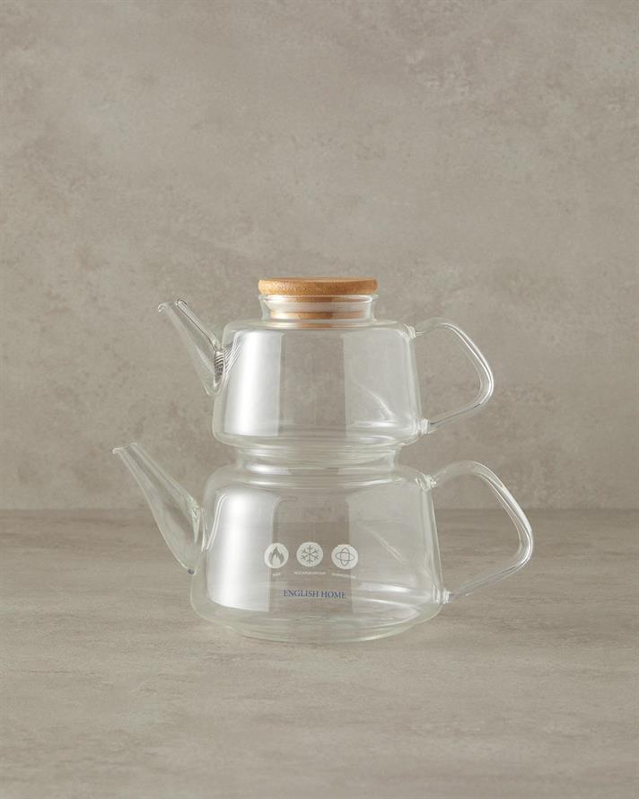 Ceainic turcesc, Pettine, sticlă borosilicată, 500 ml + 890 ml, transparent