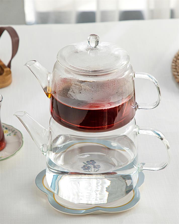 Ceainic turcesc, Sensibile, sticlă borosilicată, 1000 ml + 1500 ml, transparent