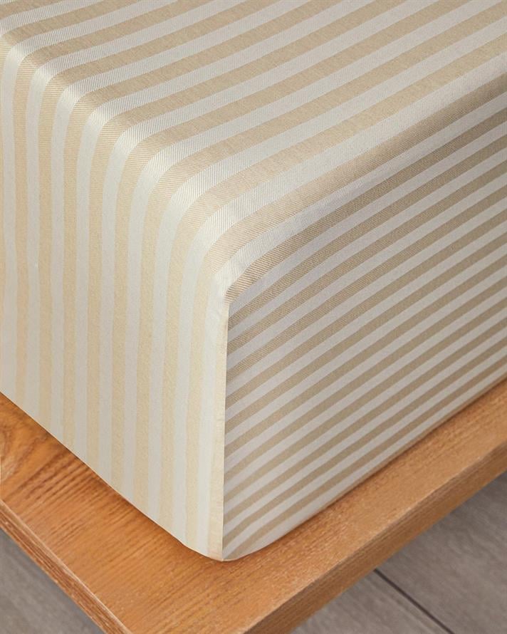 Cearceaf cu elastic, king size, Classy Stripe, bumbac-poliester, 180x200 cm, bej