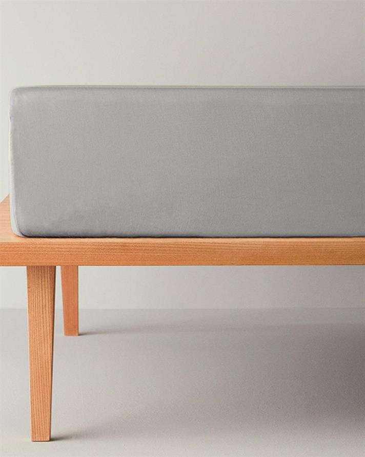 Cearceaf cu elastic, king size, Micell, bumbac satinat, 180x200 cm, argintiu