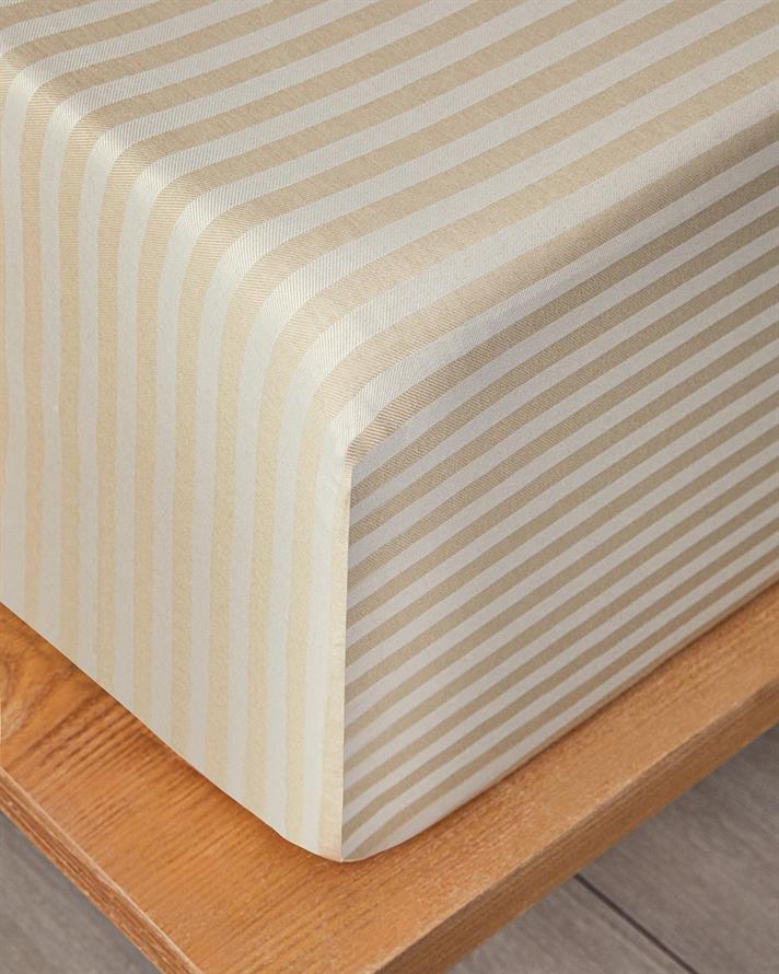 Cearceaf cu elastic, pat dublu, Classy Stripe, bumbac-poliester, 160x200 cm, bej