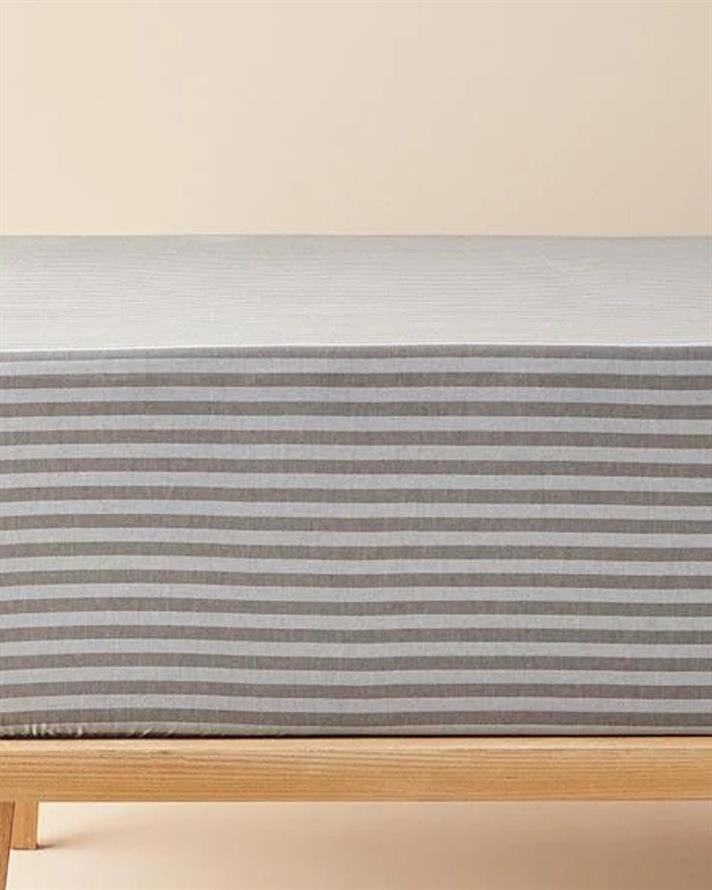 Cearceaf cu elastic, pat dublu, Classy Stripe, bumbac-poliester, 160x200 cm, antracit