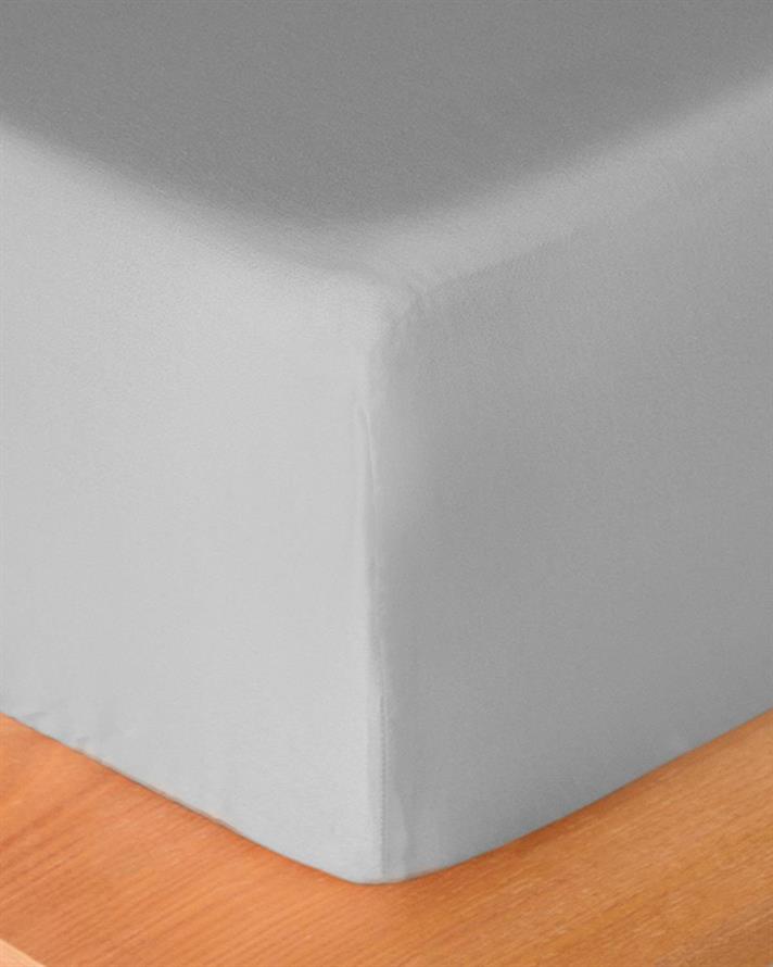 Cearceaf cu elastic, pat dublu, Micell, bumbac satinat, 160x200 cm, argintiu