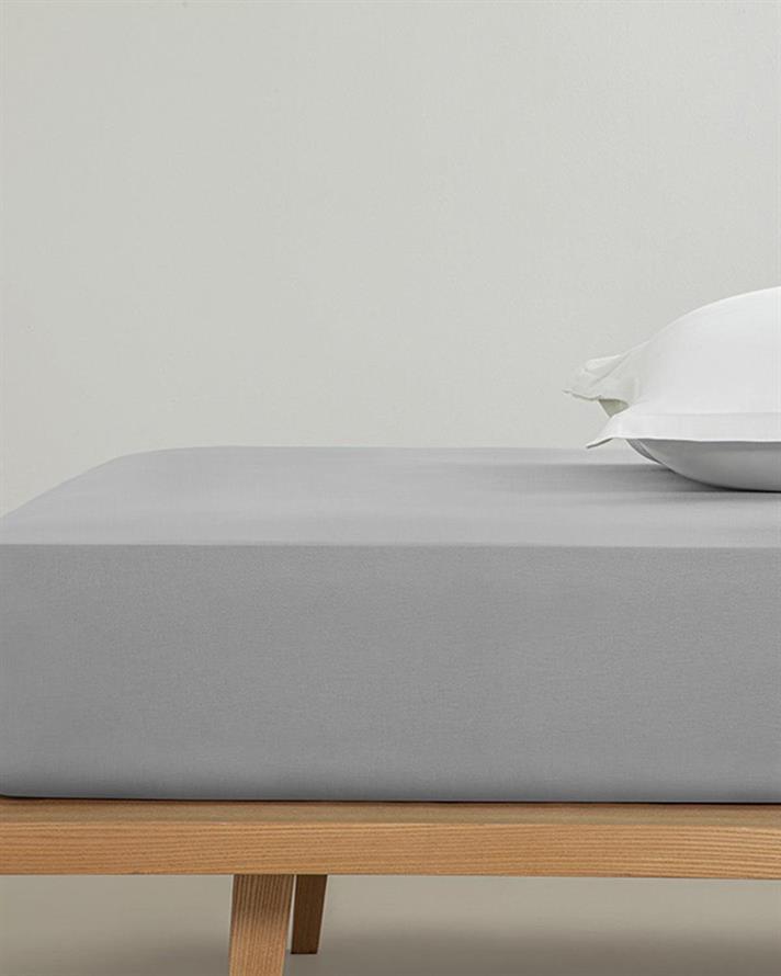 Cearceaf cu elastic, pat dublu, Straight, bumbac, 140x200 cm, gri