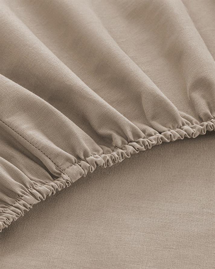 Cearceaf cu elastic, pat dublu, Straight, bumbac, 140x200 cm, maro