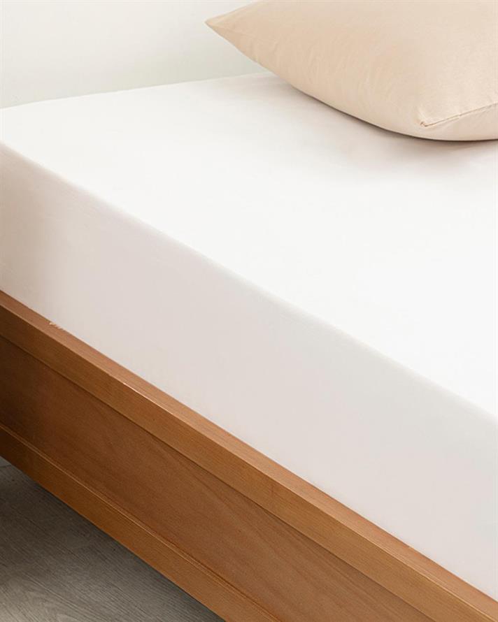 Cearceaf cu elastic, pat dublu, Straight, bumbac, 140x200 cm, alb