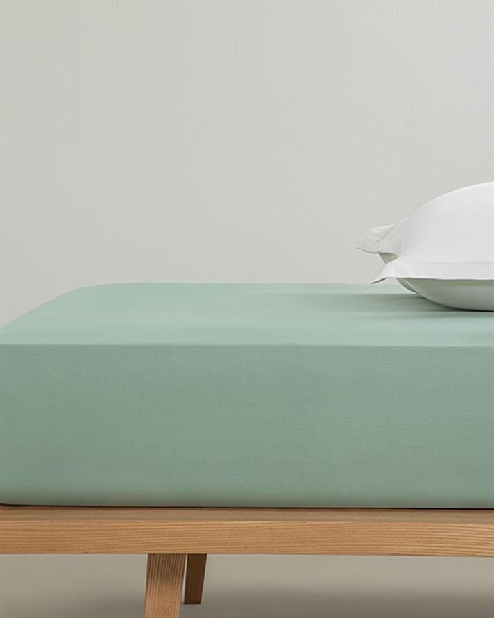 Cearceaf cu elastic, pat dublu, Straight, bumbac, 140x200 cm, verde