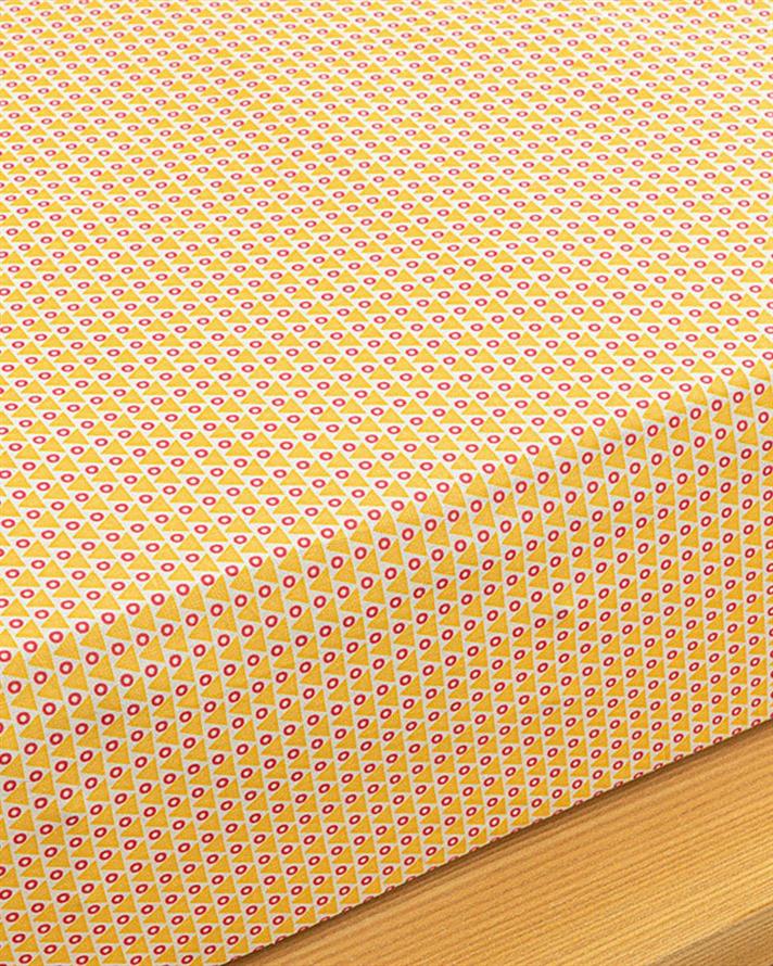 Cearceaf cu elastic, pentru o persoană, Delta, bumbac-poliester, 100x200 cm, galben