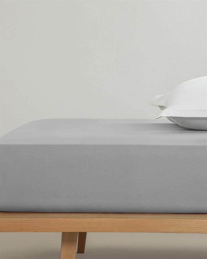 Cearceaf cu elastic, pentru o persoană, Straight, bumbac, 100x200 cm, gri