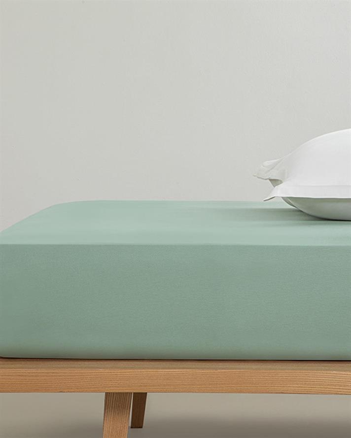 Cearceaf cu elastic, pentru o persoană, Straight, bumbac, 120x200 cm, verde