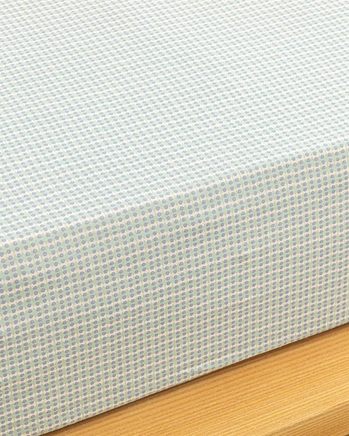 Cearceaf cu elastic, pentru o persoană, Wave Dots, bumbac-poliester, 100x200 cm, verde