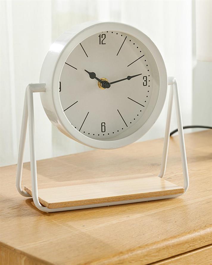 Elegance Metal Table Clock 20x21x9 cm White
