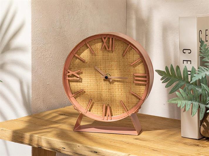 Valeria Metal Table Clock Terracotta