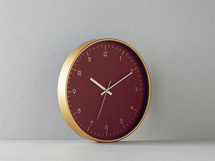 Ceas de perete, Pansy, plastic, 29,5 cm, bordo