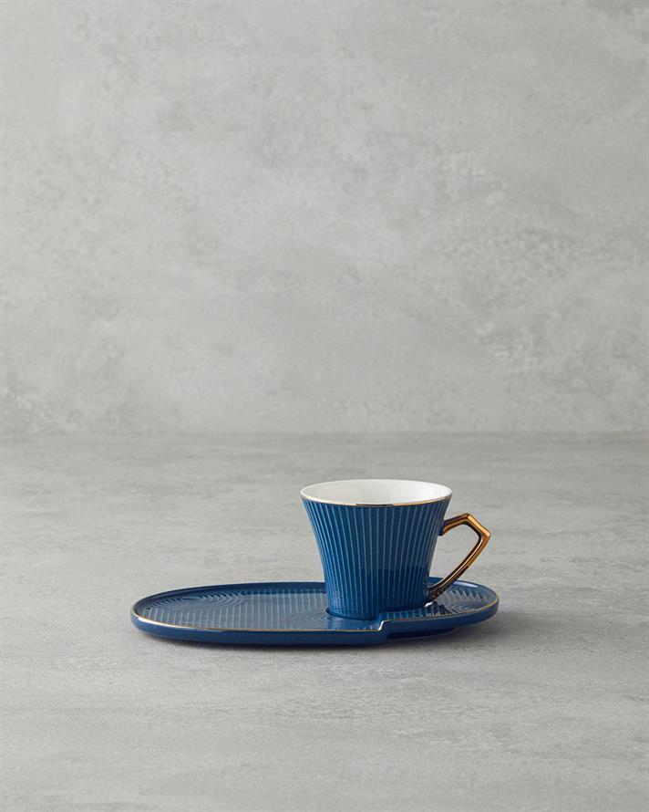 Terra Porțelan Cu tavă Set De Cești De Cafea 90 Ml Albastru închis