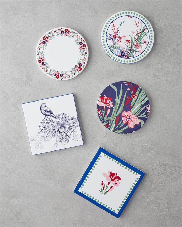 Chimera Ceramică Coaster Pahare 11 cm Alb - Verde