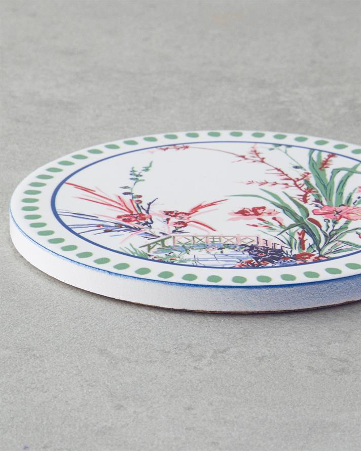 Chimera Ceramică Coaster Pahare 11 cm Alb - Verde