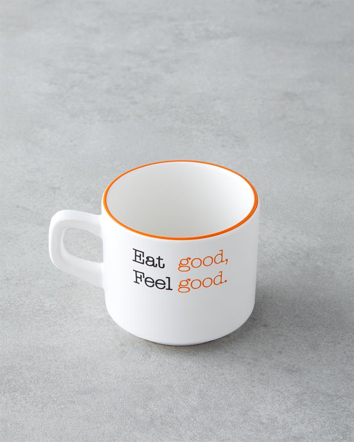 Feel Good Ceramică Cu 2 Piese Set De Cești De Ceai 184 ml Portocaliu-Negru