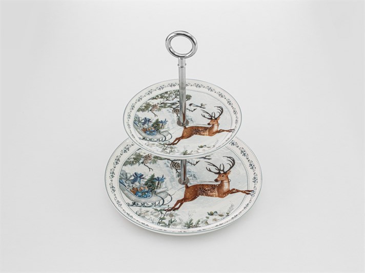 cerb Porțelan  ETAJERĂ DE SERVIT 23,3x23,3x4,8 cm White