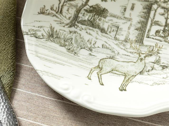 Deer Porcelain Cake Plate 20 cm Green