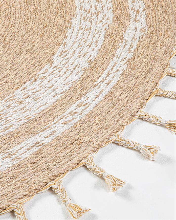 cerc Iută Covor Decorativ Din İută 90 cm Natural - Alb